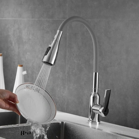 Смеситель для кухни Shevanik S843-9 на мойку хром/серый