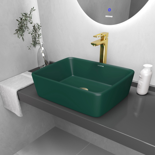 Раковина Grossman Color 48 см GR-3016OLM накладная цвет светло-зеленый матовый - фото 3