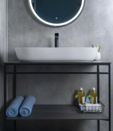 Раковина керамическая Gid Lago 51200 80х40 накладная цвет белый без отверстий под смеситель