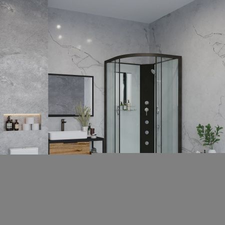 Душевая кабина Niagara Classic 67071414BKG 80х80 четверть круга без крыши ориентация универсальная