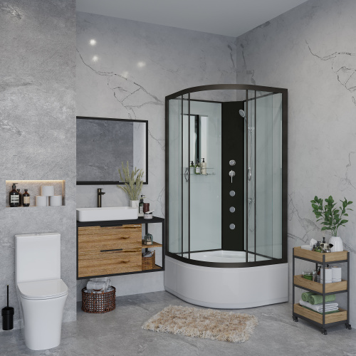 Душевая кабина Niagara Classic 67081414BKG 90х90 четверть круга без крыши - фото 3