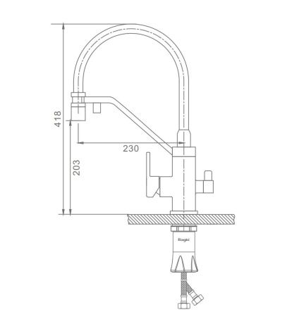 Смеситель для кухни Raglo R85 R85.62.03 на столешницу золото