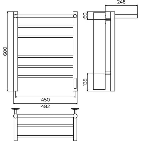 Полотенцесушитель электрический Terminus 4670078556929 50х60 черный