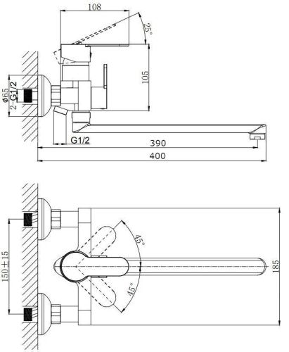 Смеситель для ванны Rush Tenerife TE2835-51 настенный хром - фото 2