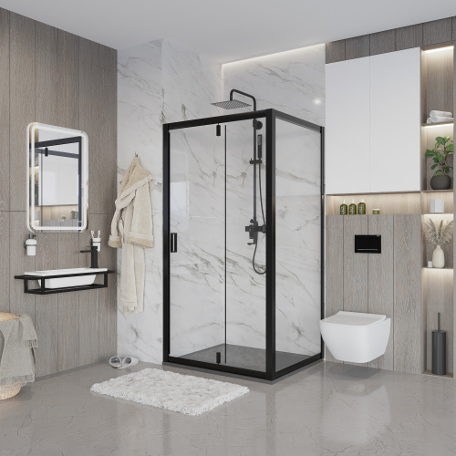 Боковая стенка Niagara Nova NG-A100B 100х195 стекло прозрачное профиль черный - фото 2