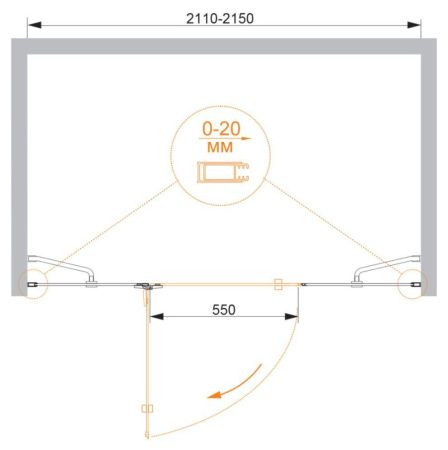 Душевая дверь Cezares BERGAMO BERGAMO-W-B-13-100+60/60-C-Cr-L 215х195 стекло прозрачное профиль хром