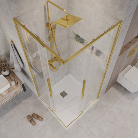 Душевая дверь Grossman Galaxy 1/2.K33.01.80.32.00 80х195 стекло прозрачное профиль золото глянцевое