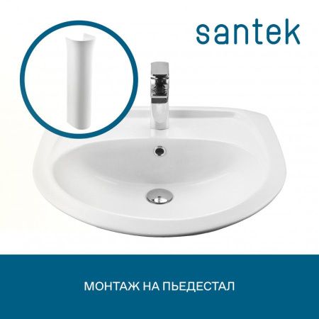 Раковина из сантехнического фарфора Santek Бриз 1WH110466 60х50 подвесная цвет белый 1 отверстие под смеситель