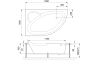 Ванна акриловая Royal Bath ALPINE RB819101L 160х100 пристенная асимметричная без каркаса