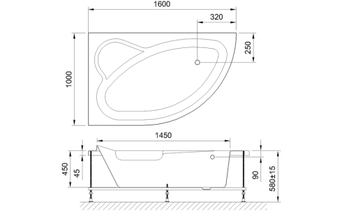 Ванна акриловая Royal Bath ALPINE RB819101L 160х100 пристенная асимметричная - фото 4