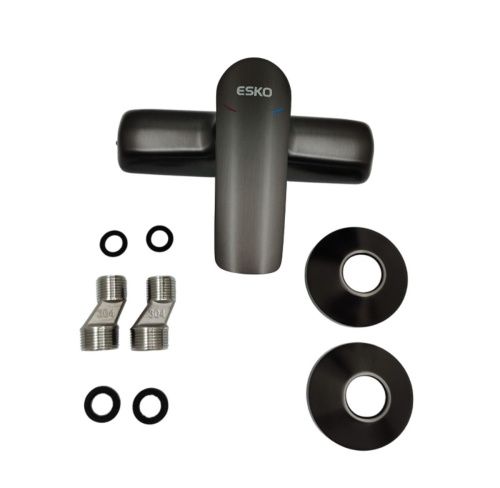 Смеситель для ванны и душа Esko LG80GM настенный вороненая сталь - фото 4