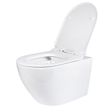 Унитаз подвесной Bond Oval F01-10Long белый с сиденьем микролифт безободковый душевой смыв