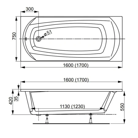 Ванна акриловая Vagnerplast Ebony VPBA160EBO2X-04 160х75 пристенная прямоугольная без каркаса