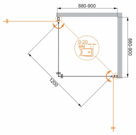 Душевой уголок Cezares ELENA ELENA-W-A-2-90-C-Cr 90х90 стекло прозрачное профиль хром без поддона