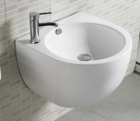 Раковина из санфаянса CeramaLux 500F 49х47 подвесная цвет белый 1 отверстие под смеситель