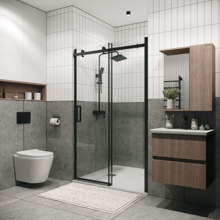 Душевая дверь Grossman Classic 100.K33.04.110.21.00 110х195 стекло прозрачное профиль черный