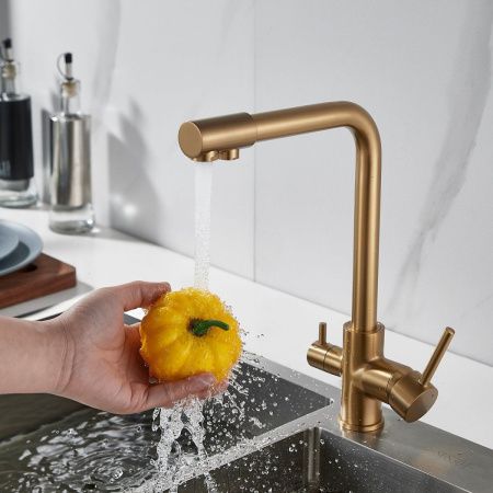 Смеситель для кухни Shevanik S328G на мойку золото