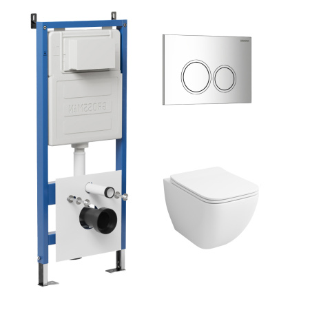 Инсталляция + кнопка смыва + унитаз Grossman Galaxy 97.4447S.01.100