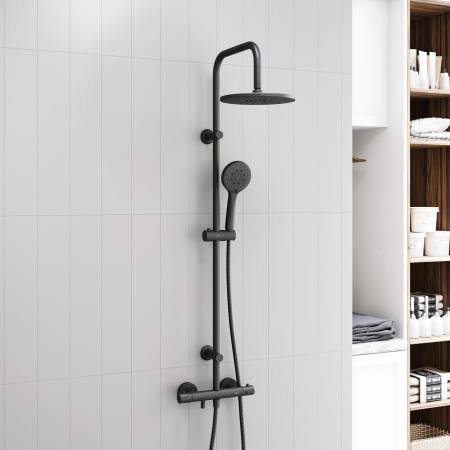 Душевая стойка Dorff Futura D0710522 настенная цвет черный с термостатом