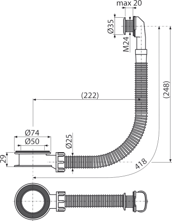 Слив-перелив Alcadrain A328CR хром
