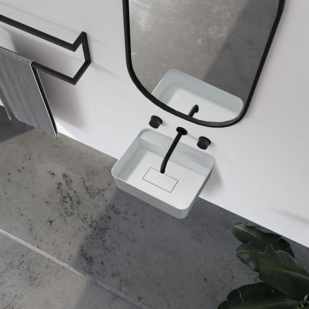 Раковина из искусственного камня Abber STEIN AS2626 50х40 подвесная цвет белый без отверстий под смеситель