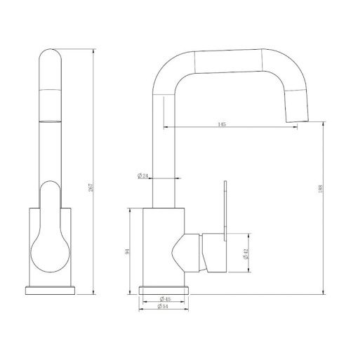Смеситель Esko OL26MB на раковину черный - фото 3