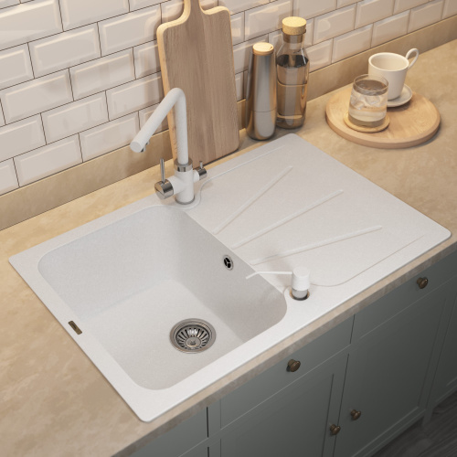 Кухонная мойка Uperwood Quartz Premium UPD-04 3910202112 78x51 цвет белый матовый - фото 3