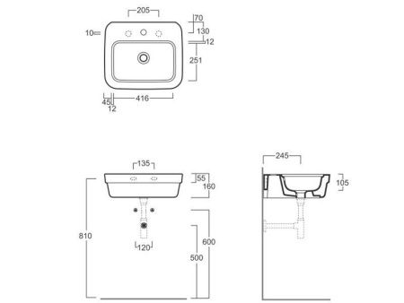 Раковина из сантехнического фаянса Simas EVO 15 bia 50х50 подвесная цвет белый