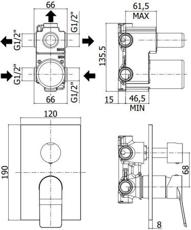 Смеситель для душа Paffoni Tilt TI019BO/M встраиваемый в стену белый