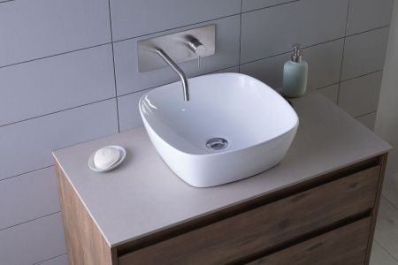 Раковина керамическая Aquanet Trend TREND-1 40х40 накладная цвет белый без отверстий под смеситель