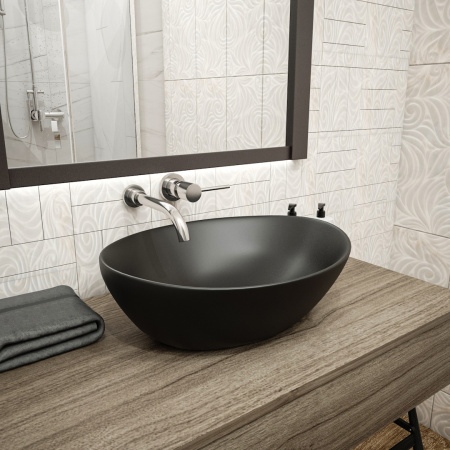 Раковина из сантехнического фарфора Teymi Lori T50494 41х34 накладная цвет черный без отверстий под смеситель