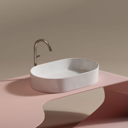 Раковина из сантехнического фарфора Ceramica Nova ELEMENT CN6048 60х40 накладная цвет белый без отверстий под смеситель