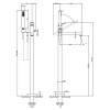 Смеситель для ванны Gessi Rettangolo K 53129#707 напольный черный (внешняя часть)