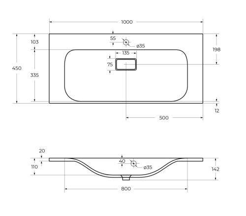 Раковина из искусственного камня BelBagno BB1000/450-LV-MR-FT 100х50 накладная цвет белый 1 отверстие под смеситель - фото 5