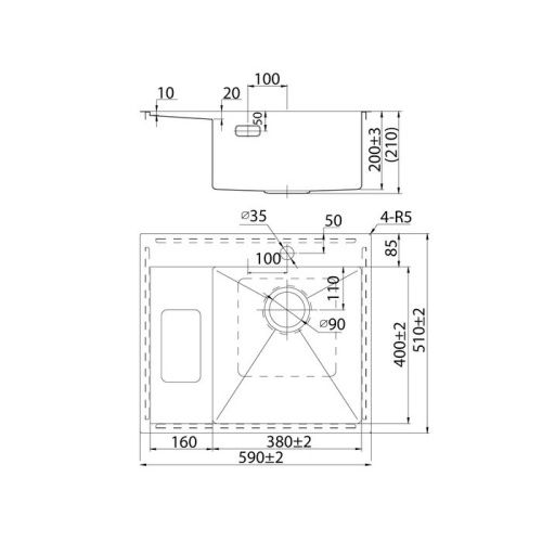 Кухонная мойка IDDIS Haze HAZ59SRi77 59х51 цвет сатин поверхность матовая - фото 2
