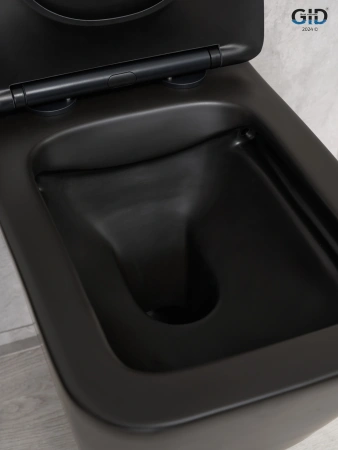 Унитаз подвесной Gid Cuadrado 62225Y черный матовый с сиденьем микролифт безободковый