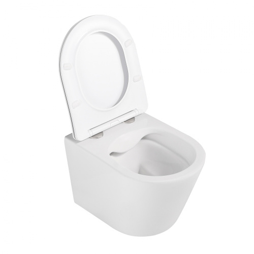 Унитаз подвесной Abber Bequem AC1102MW белый матовый с сиденьем микролифт безободковый каскадный смыв - фото 4