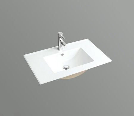 Раковина из сантехнического фаянса CeramaLux 9080E 80х50 встраиваемая цвет белый 1 отверстие под смеситель