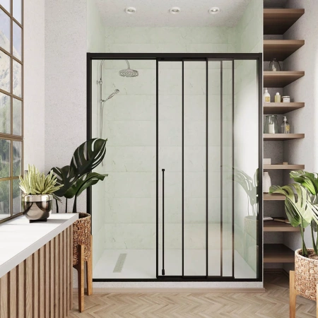 Душевая дверь Veconi Premium Prato 300 PR3/R-100-01-B-C4 100х200 стекло прозрачное профиль черный