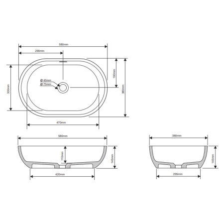 Раковина из искусственного камня Dea Design Washbasins DD9034 580 18 60х40 накладная цвет белый без отверстий под смеситель