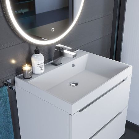 Раковина из искусственного камня Uperwood Classic Quartz 291030000 60х50 полувстраиваемая цвет белый