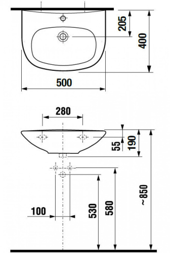 Раковина из сантехнического фарфора Jika Zeta 8103900001049 40х50 подвесная цвет белый - фото 5