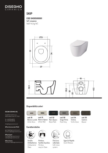 Унитаз Disegno Ceramica Skip SK005SET01 подвесной - фото 2