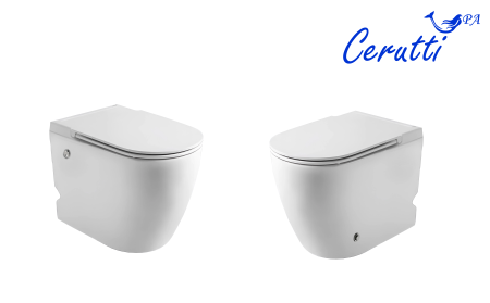 Унитаз приставной Cerutti SPA CT10198 белый с сиденьем микролифт безободковый импульсный смыв