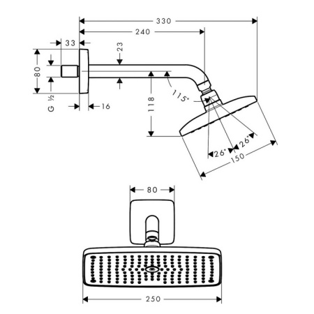 Верхний душ Hansgrohe Raindance E 27370000 25х15 хром
