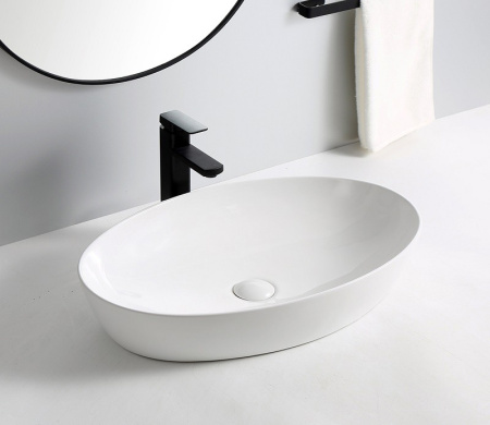 Раковина из санфаянса CeramaLux 9433 62х42 накладная цвет белый