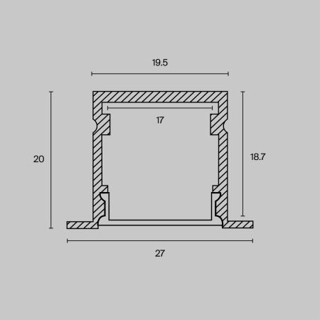 Алюминиевый профиль встраиваемый с накладным фланцем Maytoni Led Strip ALM-2720-S-2M
