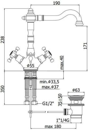Смеситель Paffoni Belinda FBLV075BR на раковину бронза