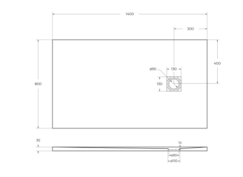 Душевой поддон BelBagno UNO TRAY-MR-UNO-AH-140/80-35-W-NO 140х80 искусственный мрамор белый - фото 5