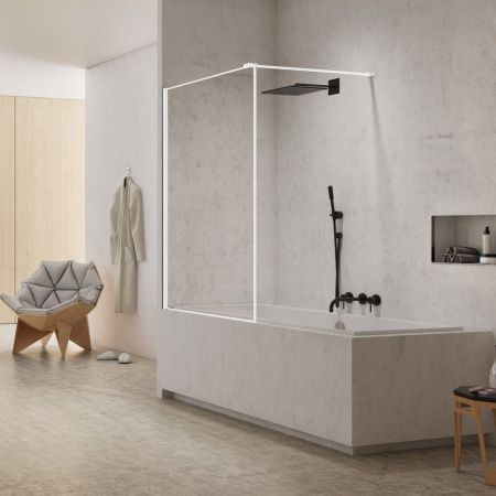 Душевая шторка на ванну New Trendy NEW MODUS White EXK-2347-WP 50х150 стекло прозрачное профиль белый ориентация универсальная